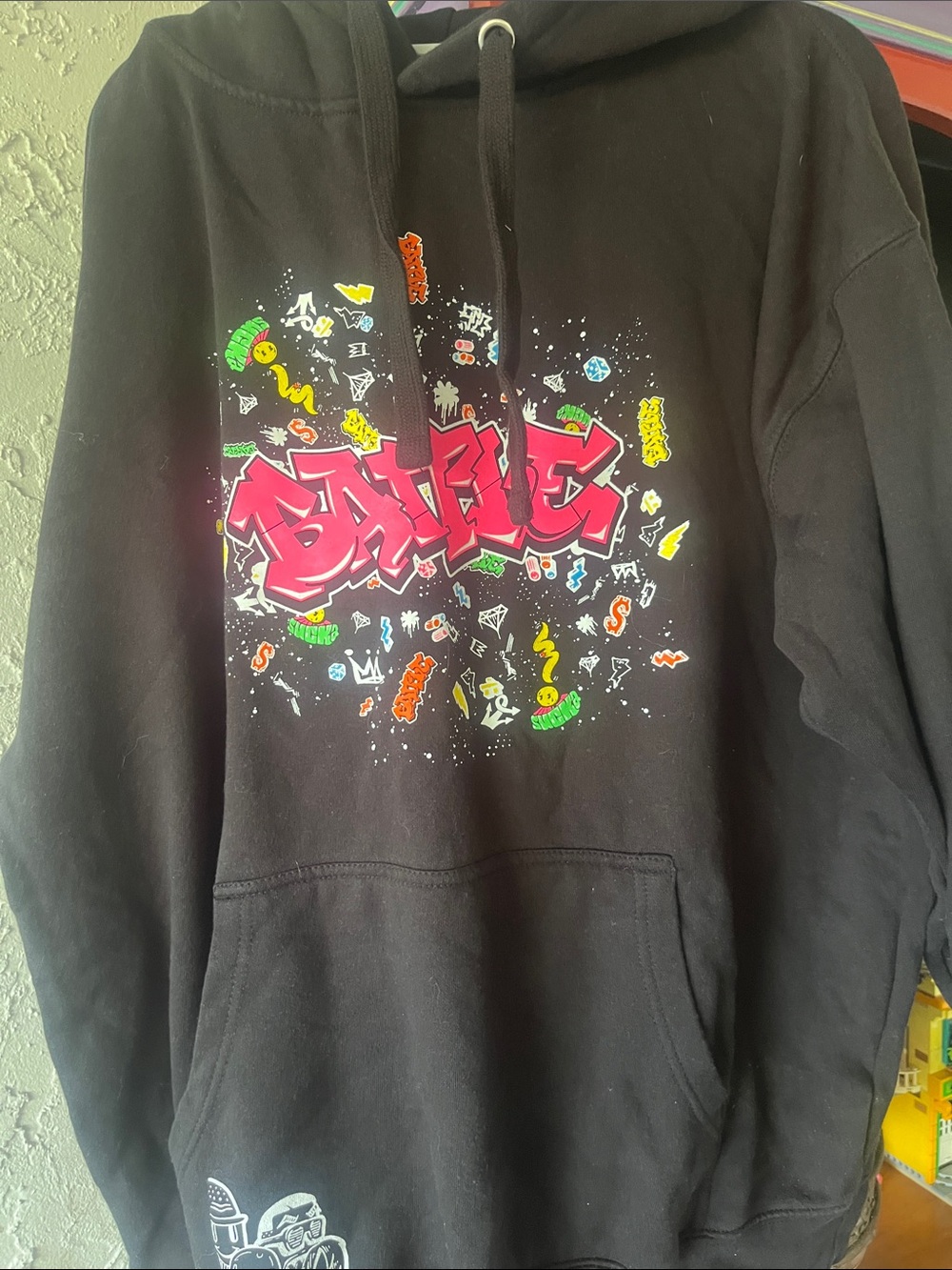 Battle Graphic Hoodie with Pink Graffiti 2xl
